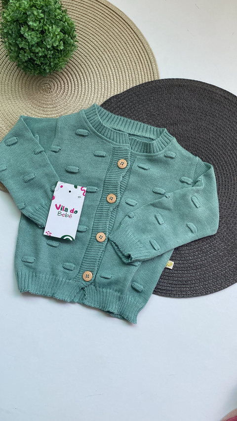 Casaco de Bebê em Tricô - Verde Menta - comprar online