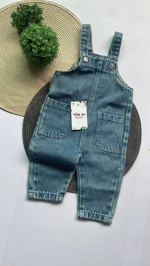 Jardineira Jeans de Bebê Menino - Bolsos - comprar online