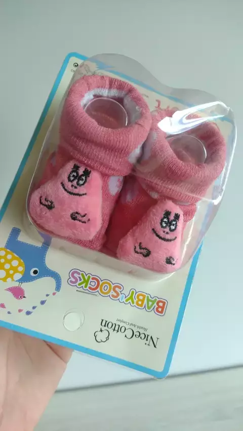 Meia Pantufa de Bebê 3D com Bichinhos Rosa de Ursinho com Sorriso