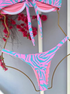 MEIA TAÇA + CALCINHA FITA FIO DUPLO (ZEBRA ROSA/VERDE ÁGUA) na internet