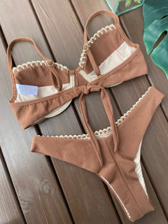 MEIA TAÇA + CALCINHA ASA DELTA FIO DUPLO CROCHÊ (MARROM CAFÉ) - loja online