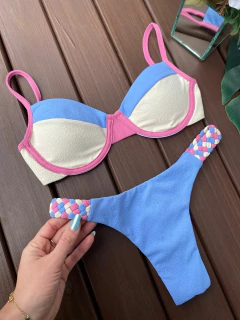 MEIA TAÇA + CALCINHA ARTESANAL TRANÇADA FIO DUPLO (CANDY COLOR) - loja online