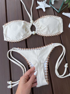 TOMARA QUE CAIA + CALCINHA LACINHO COM CROCHÊ (OFF WHITE) - CAUSAR moda praia