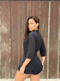 CHEMISE MALHINHA PRETO - CAUSAR moda praia