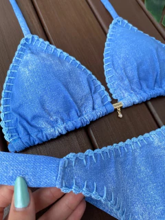 CORTININHA + CALCINHA FITA LARGA (JEANS CROCHÊ) - comprar online