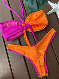 TOMARA QUE CAIA ARGOLA + CALCINHA ASA DELTA FIO DUPLO (LARANJA/PINK) - comprar online