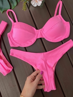 MEIA TAÇA + CALCINHA ASA DELTA FIO DUPLO (ROSA MALHA ENRRUGADA) - comprar online