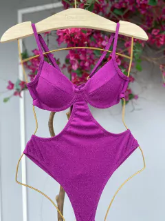 MAIÔ MEIA TAÇA FIO DUPLO LUREX ROXO