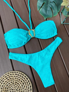 TOMARA QUE CAIA SERENA + CALCINHA ASA DELTA FIO DUPLO ( TEXTURA TURQUESA)