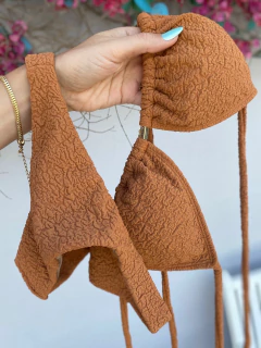 CORTININHA + CALCINHA FITA LARGA FIO DUPLO (CARAMELO) - CAUSAR moda praia
