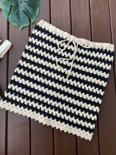 SAIA CROCHÊ (PRETO E OFF WHITE) - loja online