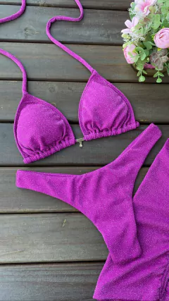 CORTININHA + CALCINHA ASA DELTA FO DUPLO LUREX AÇAI