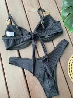 MEIA TAÇA METAL ORGÂNICO + CALCINHA ASA DELTA FIO DUPLO (PRETO) - comprar online