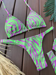 CORTININHA + CALCINHA FITA FIO DUPL0 ZEBRA ROXA