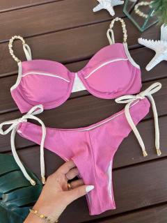 MEIA TAÇA + CALCINHA REGULAGEM FIO DUPLO (ALÇAS EM PÉROLA) - CAUSAR moda praia