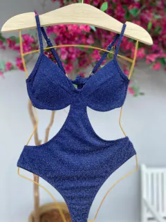 MAIÔ MEIA TAÇA FIO DUPLO LUREX AZUL MARINHO