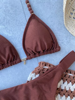 CORTININHA BALI + CALCINHA FITA LARGA FIO DUPLO (MARROM) na internet