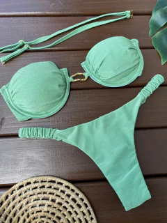 MEIA TAÇA DRAPEADO + CALCINHA FRUFRU (PISTACHE)