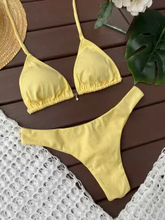 CORTININHA + CALCINHA ASA DELTA FIO DUPLO (amarelo manteiga)