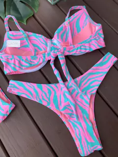 MEIA TAÇA + CALCINHA ASA DELTA FIO DUPLO (ZEBRA ROSA E VERDE ÁGUA) na internet