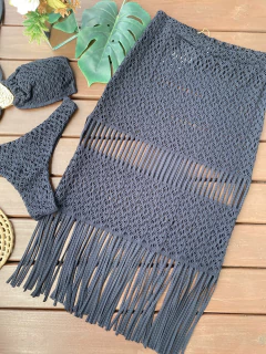 SAIA MIDI MACRAME PRETO (SOMENTE A SAIA) - CAUSAR moda praia