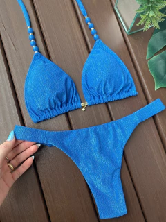 CORTININHA BALI + CALCINHA FITA LARGA ( AZUL NÀUTICO)