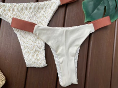 CORTININHA VIÉS + CALCINHA FITA LARGA FIO DUPLO (MACRAME OFF WHITE /BRONZE) - comprar online