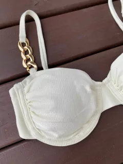 BIQUÍNI MEIA TAÇA DRAPEADO+ CALCINHA FRUFRU FIO DUPLO (off white) - loja online