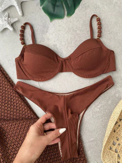 Imagem do MEIA TAÇA BALI + CALCINHA ASA DELTA FIO DUPLO (MARROM)
