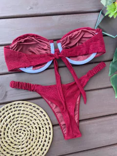 BIQUÍNI MEIA TAÇA DRAPEADO+ CALCINHA FRUFRU FIO DUPLO (cor bordô) na internet