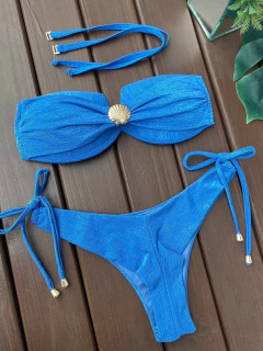 TOMARA QUE CAIA QUADRADO CONCHA + CALCINHA REGULAGEM FIO DUPLO ( AZUL NÁUTICO) - comprar online