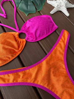 TOMARA QUE CAIA ARGOLA + CALCINHA ASA DELTA FIO DUPLO (LARANJA/PINK) na internet