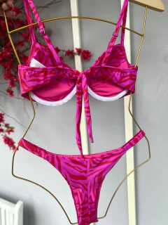 MEIA TAÇA + CALCINHA FITA FIO DUPLO (ZEBRA VERMELHA/ROSA) na internet