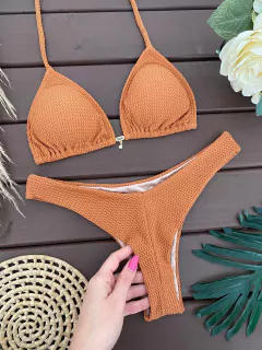 CORTININHA + CALCINHA ASA DELTA FIO DUPLO COR CARAMELO - comprar online