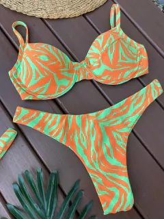 MEIA TAÇA + CALCINHA ASA DELTA FIO DUPLO ZEBRA LARANJA