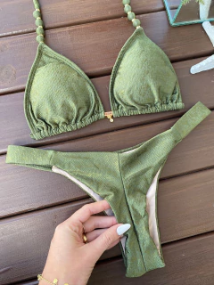 Imagem do CORTININHA BALI + CALCINHA FITA LARGA FIO DUPLO (VERDE MILITAR)