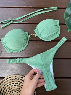 MEIA TAÇA DRAPEADO + CALCINHA FRUFRU (PISTACHE) na internet