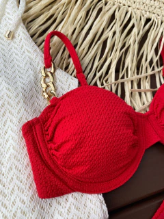 MEIA TAÇA DRAPEADO + CALCINHA ASA DELTA FIO DUPLO (VERMELHO) na internet