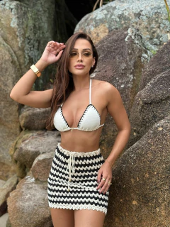 SAIA CROCHÊ (PRETO E OFF WHITE) - comprar online