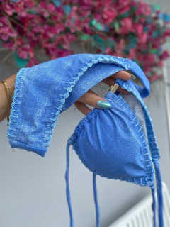 CORTININHA + CALCINHA FITA LARGA (JEANS CROCHÊ) - loja online