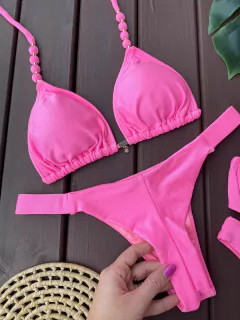 CORTININHA BALI + CALCINHA FITA LARGA FIO DUPLO (ROSA) - CAUSAR moda praia