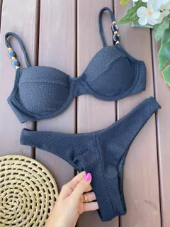 (COR PRETO) MEIA TAÇA + CALCINHA ASA DELTA FIO DUPLO (PRETO) - CAUSAR moda praia