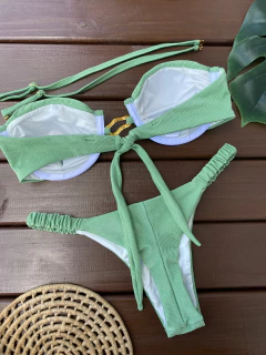 MEIA TAÇA DRAPEADO + CALCINHA FRUFRU (PISTACHE) - comprar online