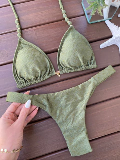 CORTININHA BALI + CALCINHA FITA LARGA FIO DUPLO (VERDE MILITAR) na internet