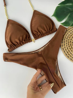 CORTININHA + CALCINHA ASA DELTA FIO DUPLO (MARROM CAPUCCINO) na internet