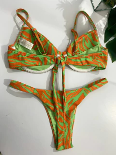 MEIA TAÇA + CALCINHA FITA FIO DUPLO (ZEBRA VERDE/LARANJA) na internet