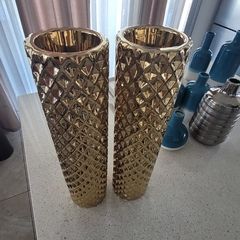 Imagen de Candelabro Largo Ceramica Dorado Cilindro 44cm 44764