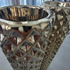 Candelabro Largo Ceramica Dorado Cilindro 44cm 44764 - tienda online