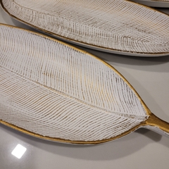 Foch bandeja hoja blanco borde dorado 40x14x3cm en internet