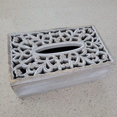 MISURA Caja pañuelos descartables madera blanca calada - tienda online
